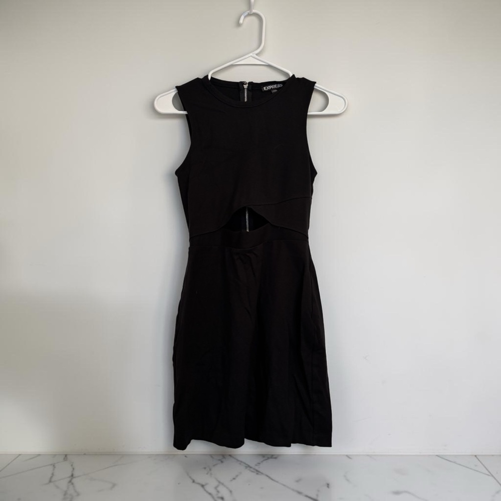 Express Black Cutout Fit & Flare Dress | Chic Cocktail Party Mini Dress